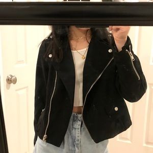 black suede moto jacket